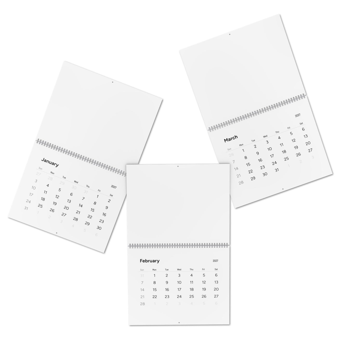 TESTING 2027 Minimal Wall Calendar — Clean Monthly Grid Planner