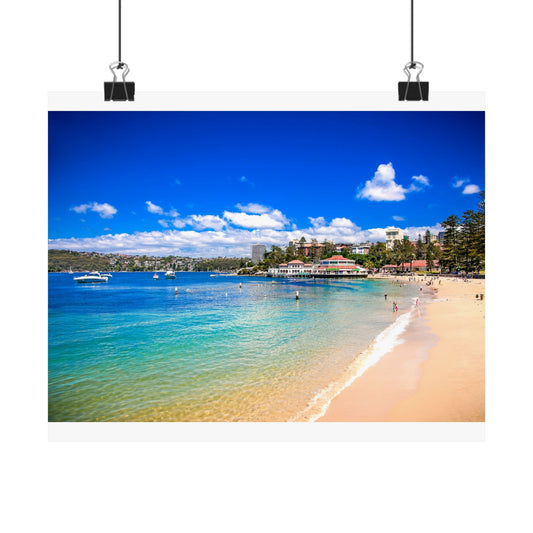 Manly Wharf Harbour Beach Contemporary Poster Vibrant Matte Horizontal Poster, Wall Art, Home Decor - original imperfections