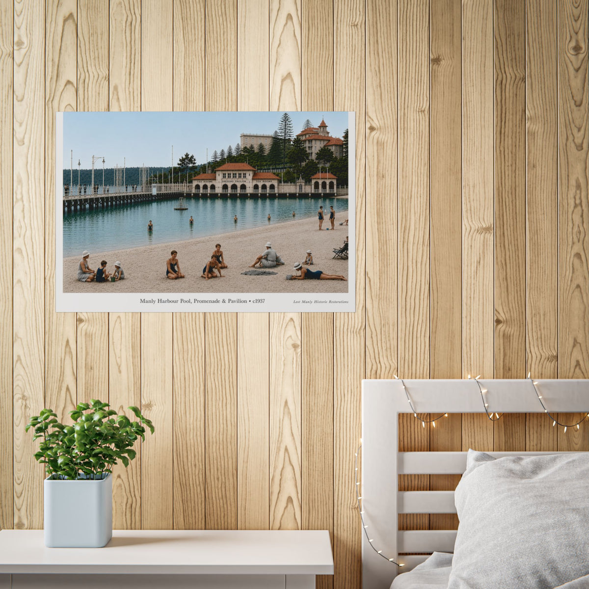 Manly Harbour Pool & Promenade, c.1937 Lost Manly Historic Restoration Printed Poster - Lost Manly Shop