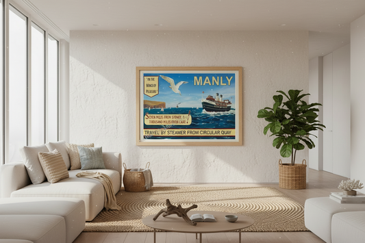 Seven Miles from Sydney a Thousand Miles from Care — Manly Vintage Reproduction Poster