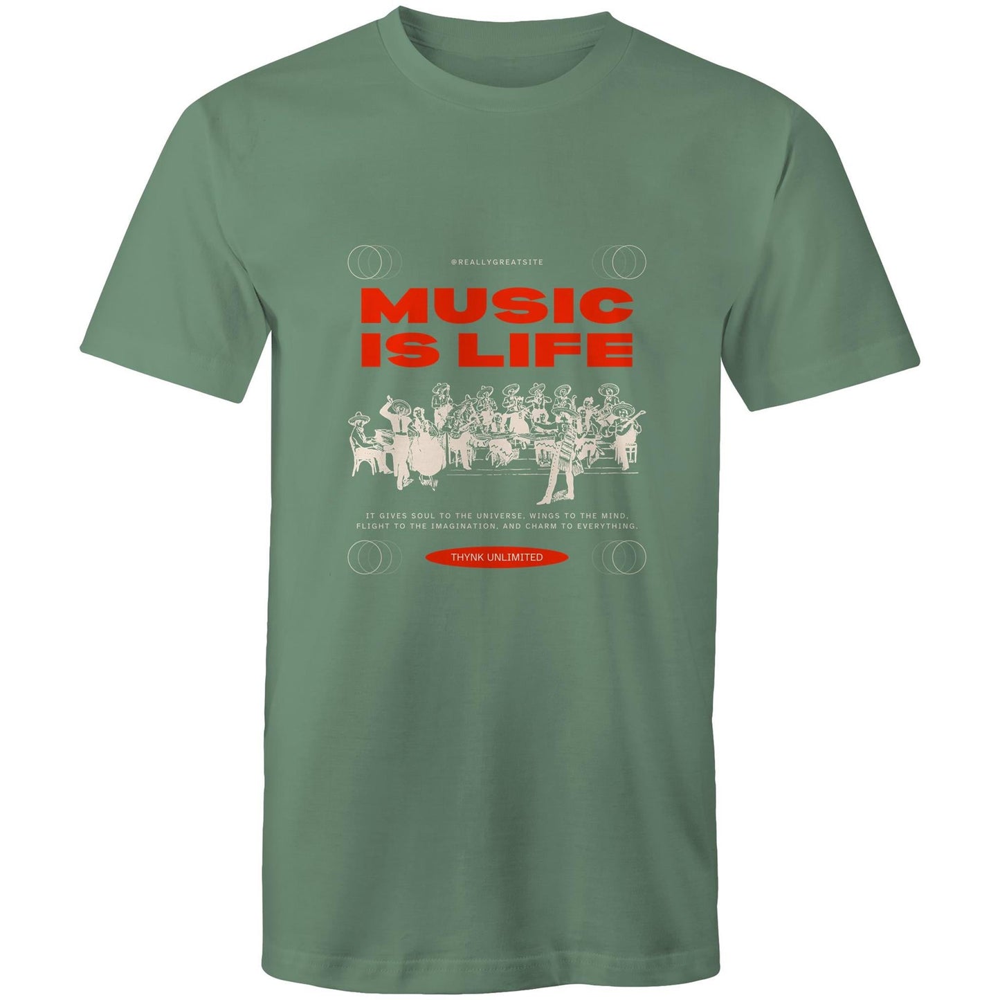 Mens T-Shirt Music is my life custom logo