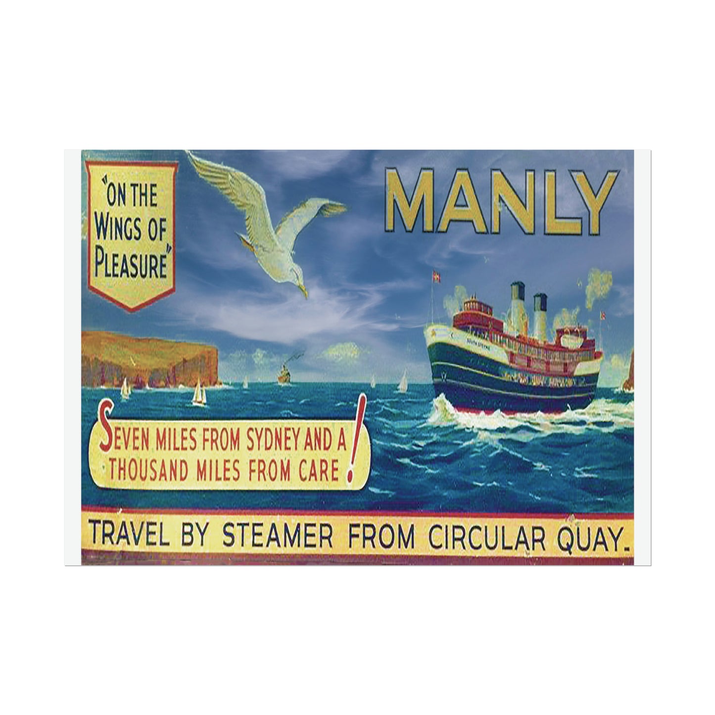 Seven Miles from Sydney Vintage Travel Poster 1940s Rolled Posters