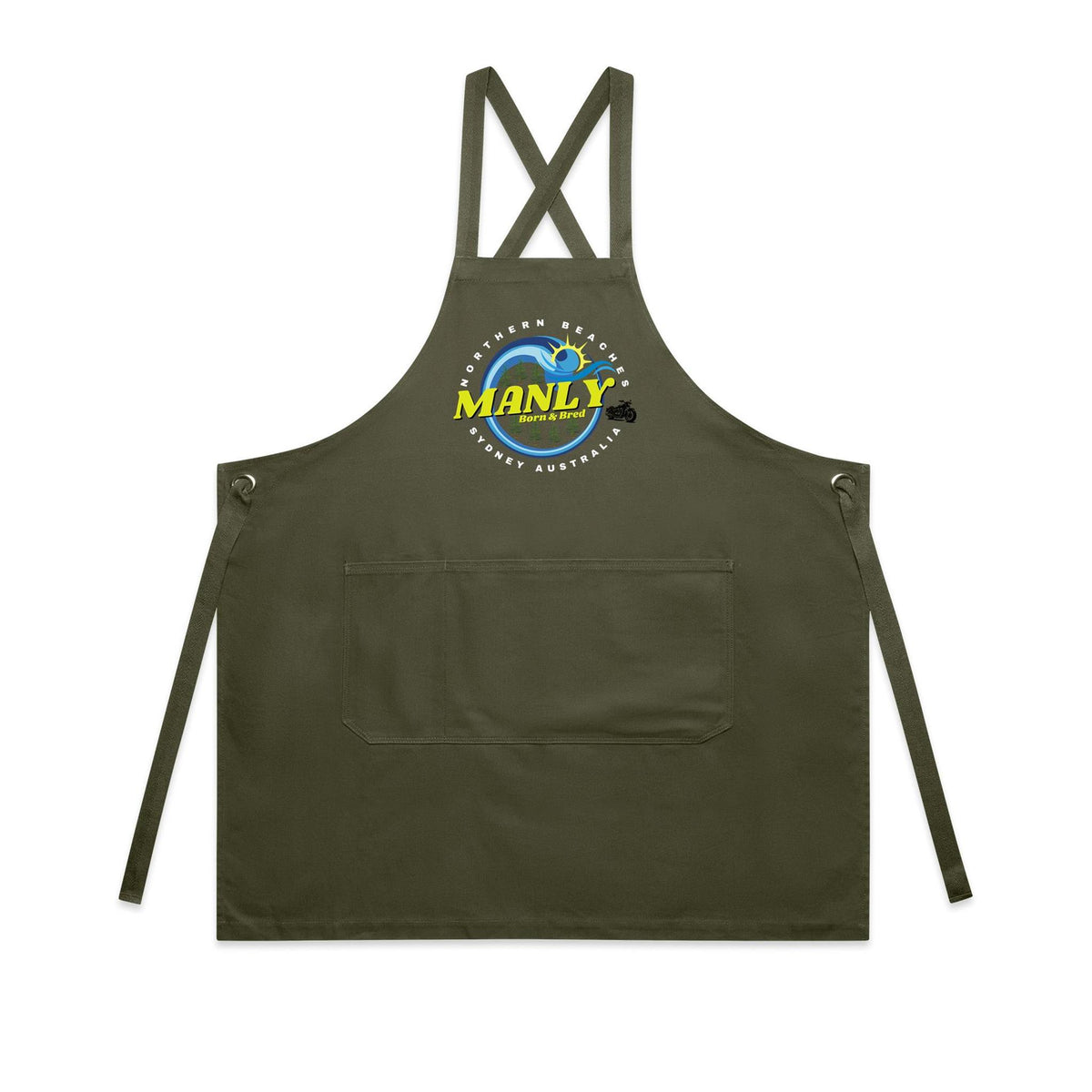 Lost Manly custom logo The Manly Barry Born & Bred edition AS Colour Carrie Apron - Lost Manly Emporium