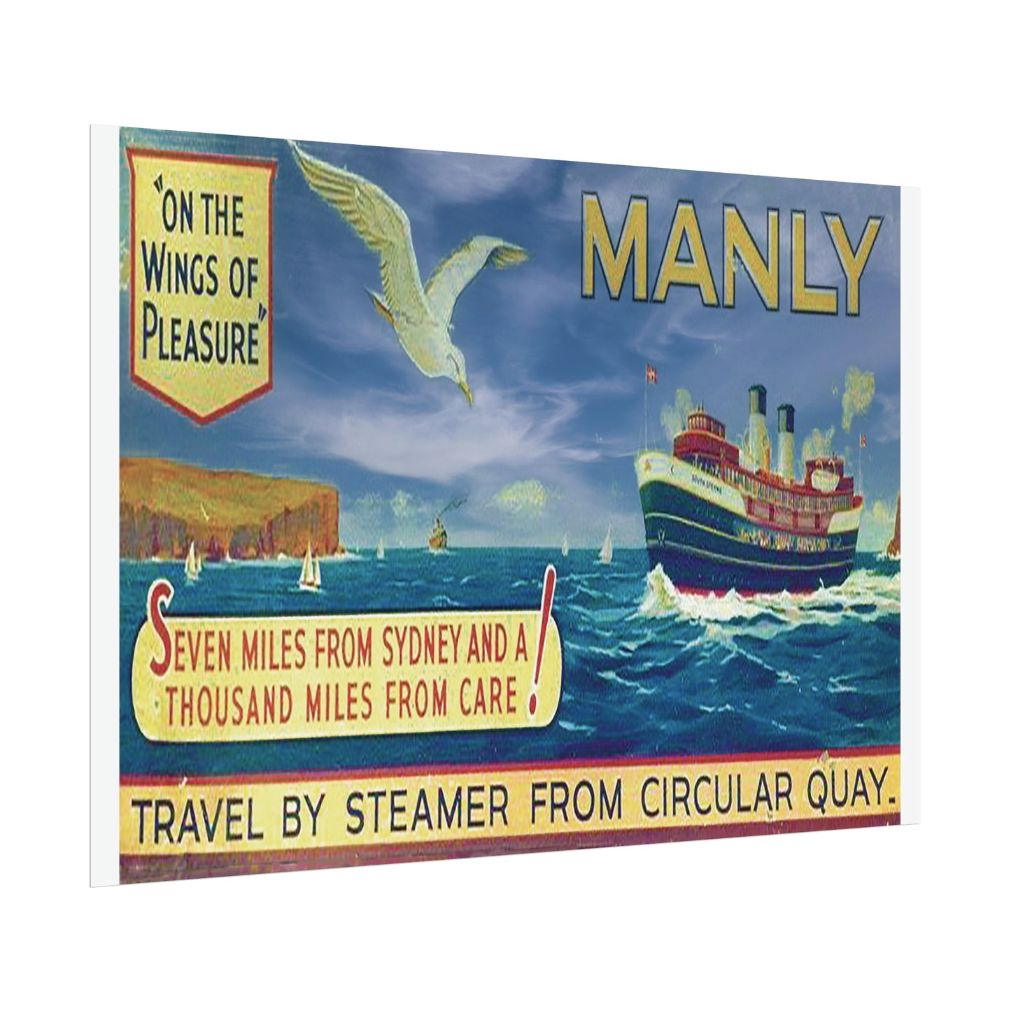 Seven Miles from Sydney Vintage Travel Poster 1940s Rolled Posters