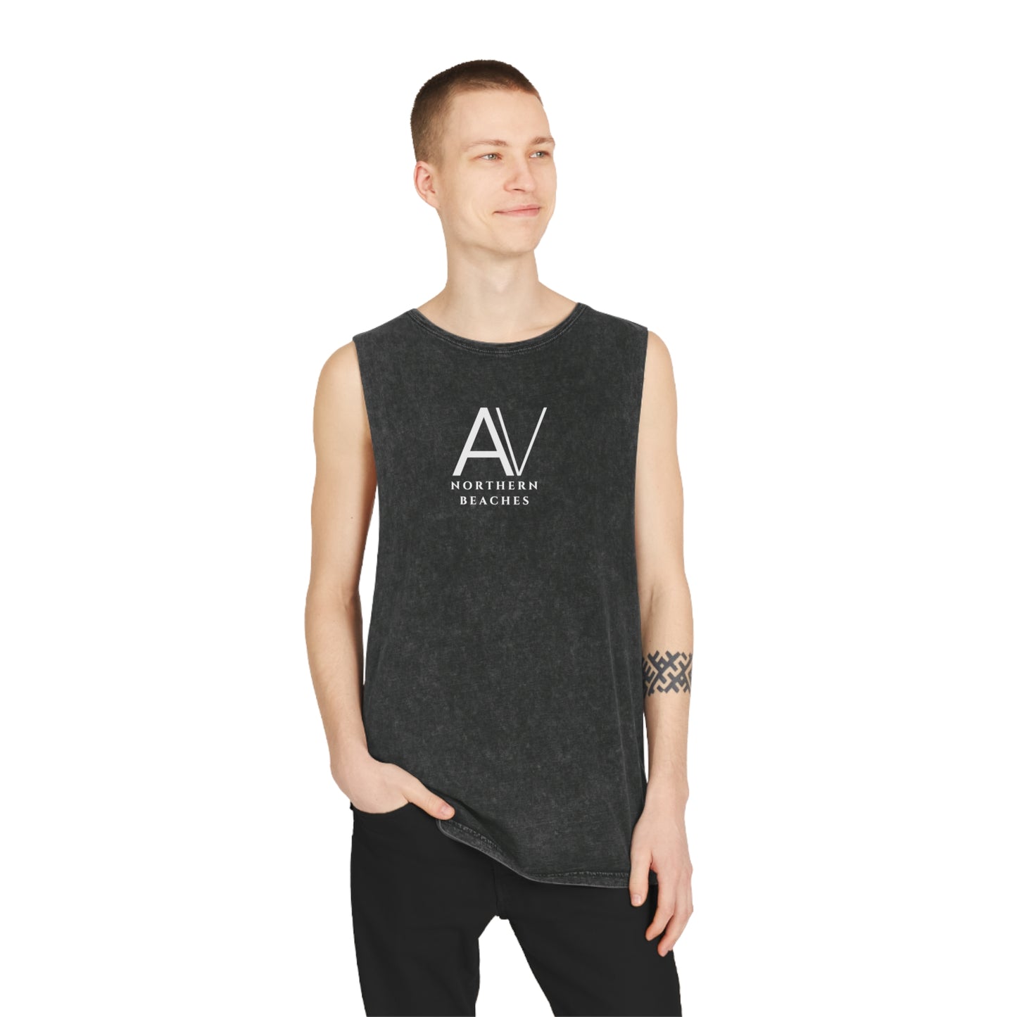 Stonewash Tank Top with Northern Beaches logo designs made to order