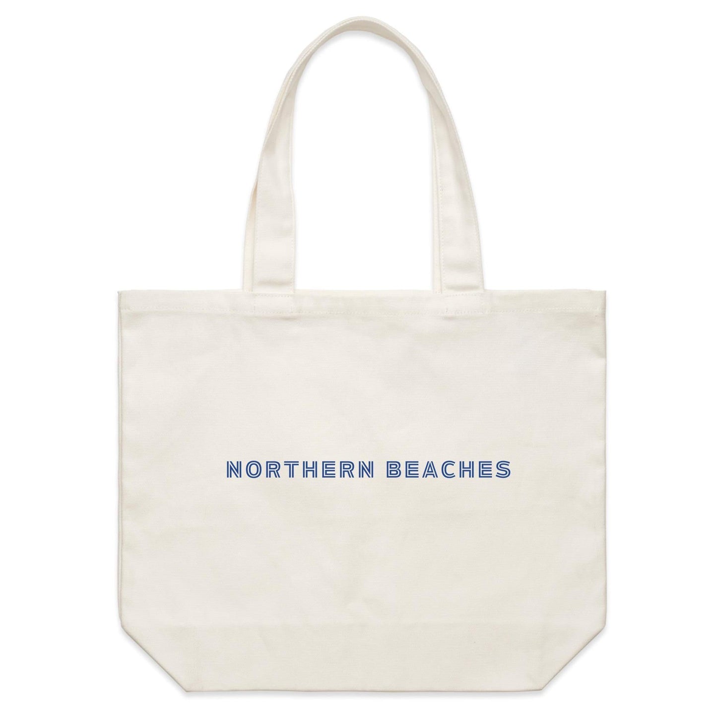 AS Colour - Shoulder Canvas Tote Bag Northern Beaches custom logo navy font on cream canvas