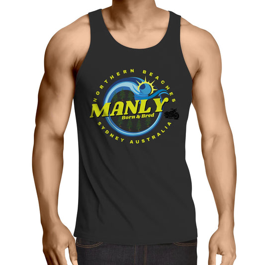 Lost Manly custom logo Manly Born & Bred edition AS Colour Lowdown - Mens Singlet Top - Lost Manly Shop