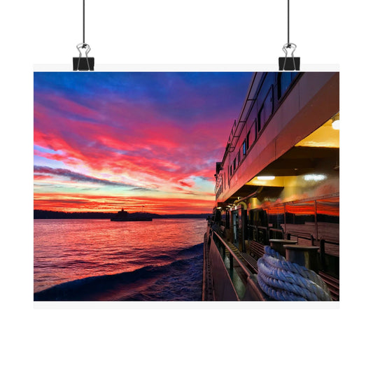 Manly Ferry Sunset Ride Photographer Haig Gilchrist Vibrant Sunset Matte Horizontal Poster, Wall Art, Home Decor