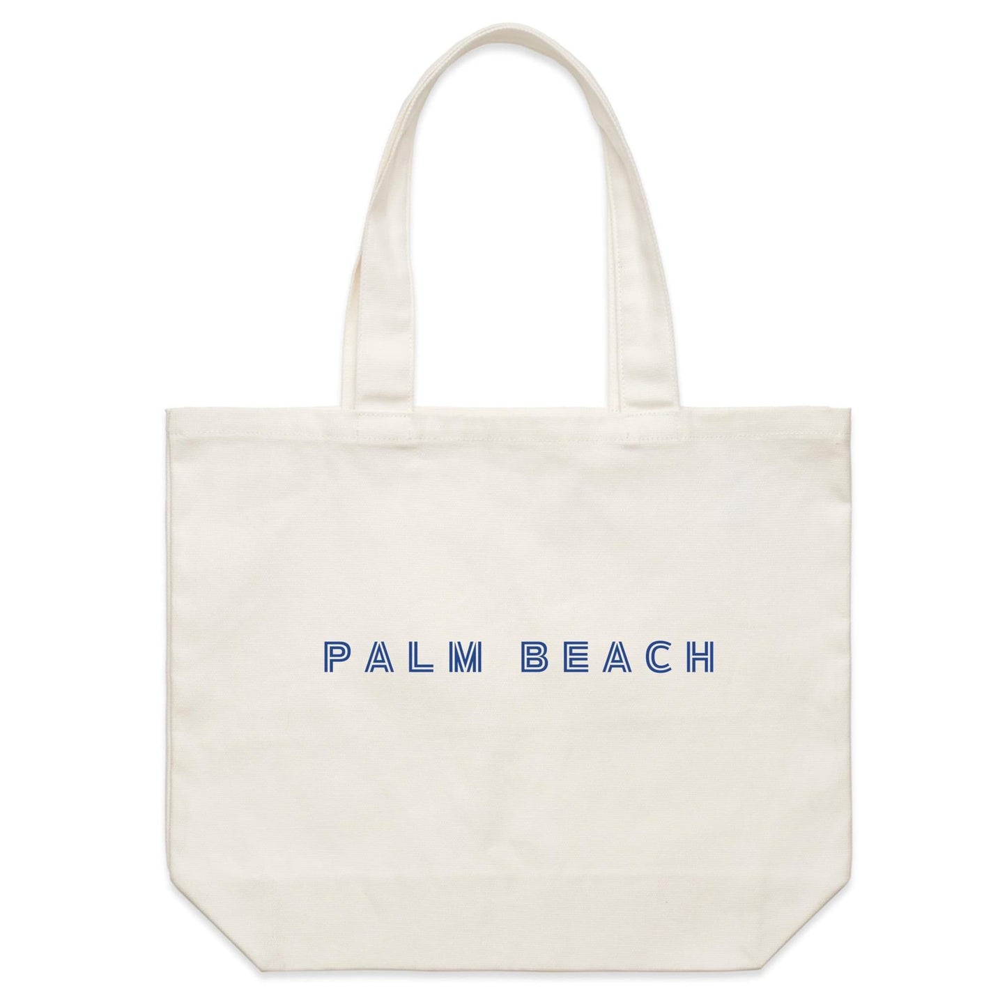 AS Colour - Shoulder Tote Bag Palm Beach custom logo Navy font on Cream Canvas