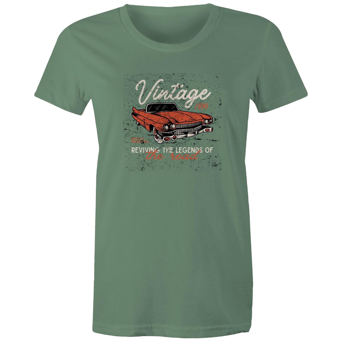 Women's Maple Tee Vintage Car Print