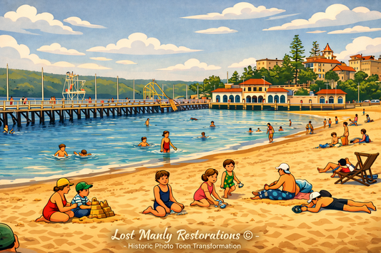 Manly Harbour Pool and Promenade Historic Reimagined Artwork c. 1937–38