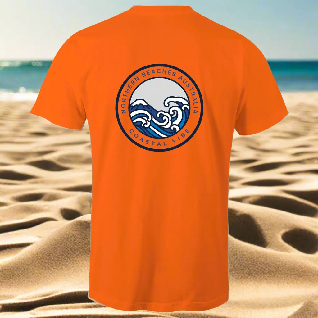 Coastal Vibe Northern Beaches Sydney Australia Printed Logo T-Shirt