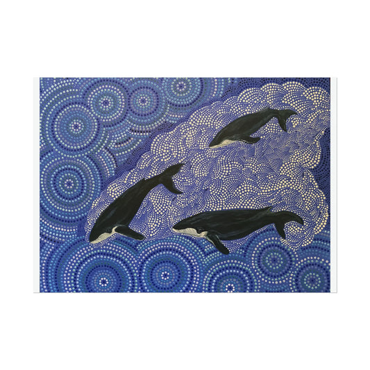 Whales at Long Reef Artist Kim's Dot Paintings Rolled Poster
