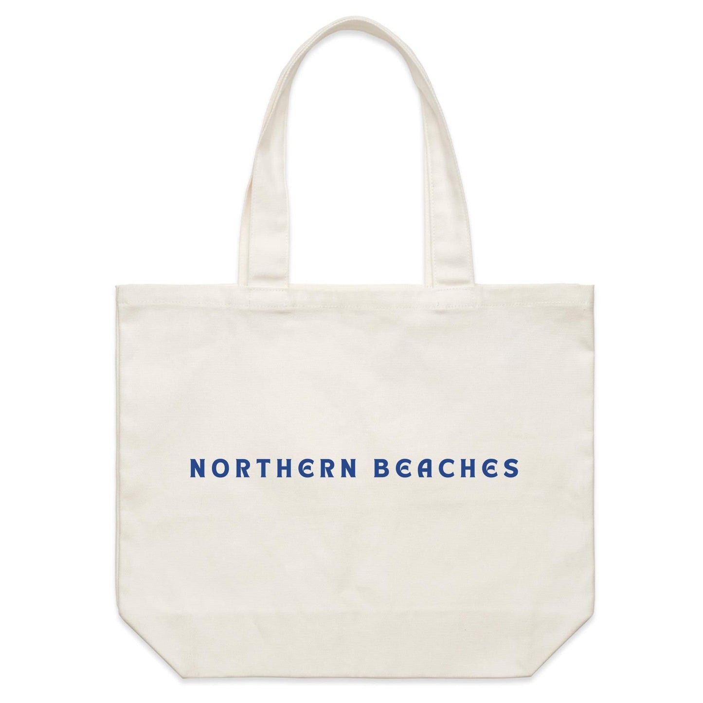 AS Colour - Shoulder Tote Bag Northern Beaches custom logo Navy Font on Cream Cotton Canvas