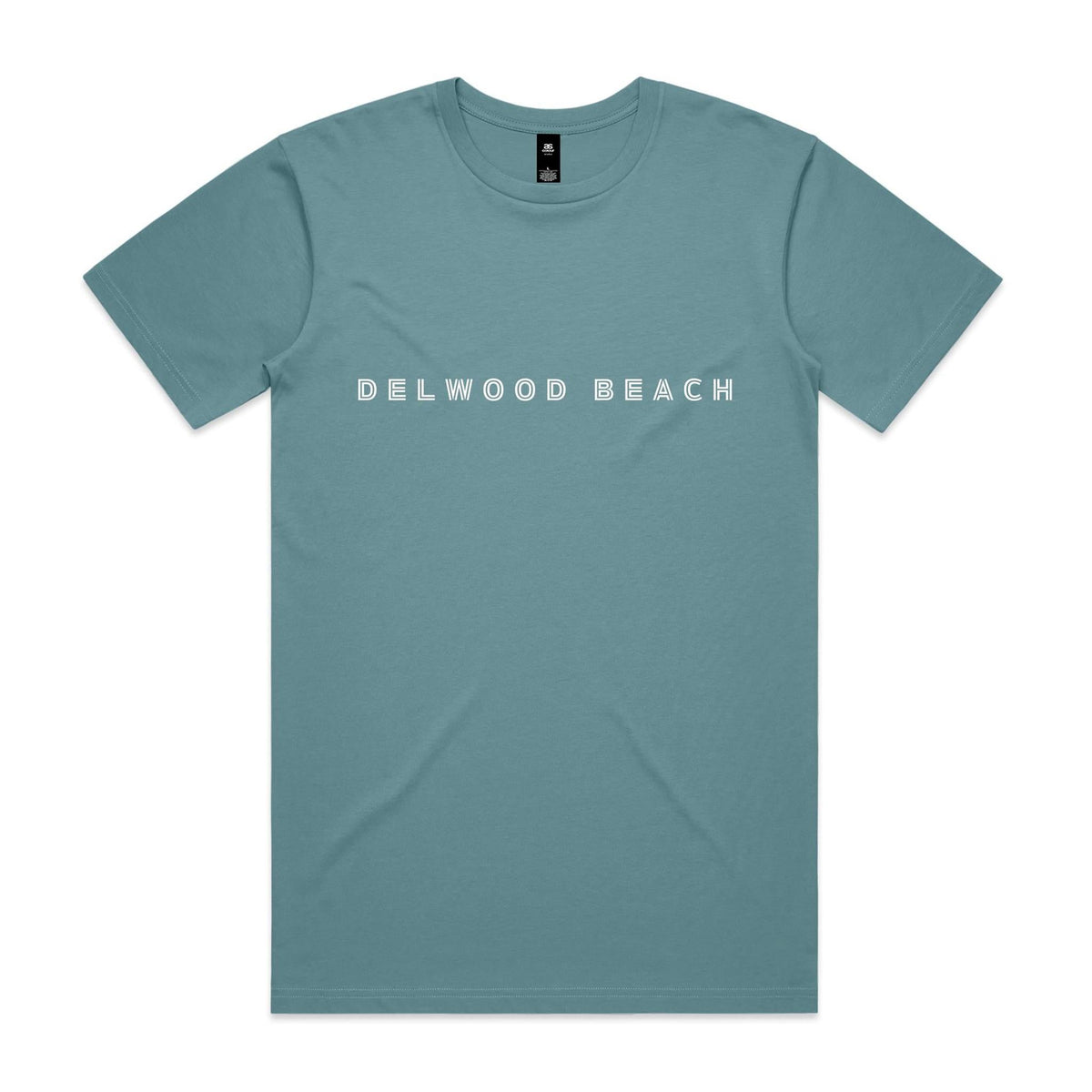 Delwood Beach custom logo Printed on AS Colour Staple Tee