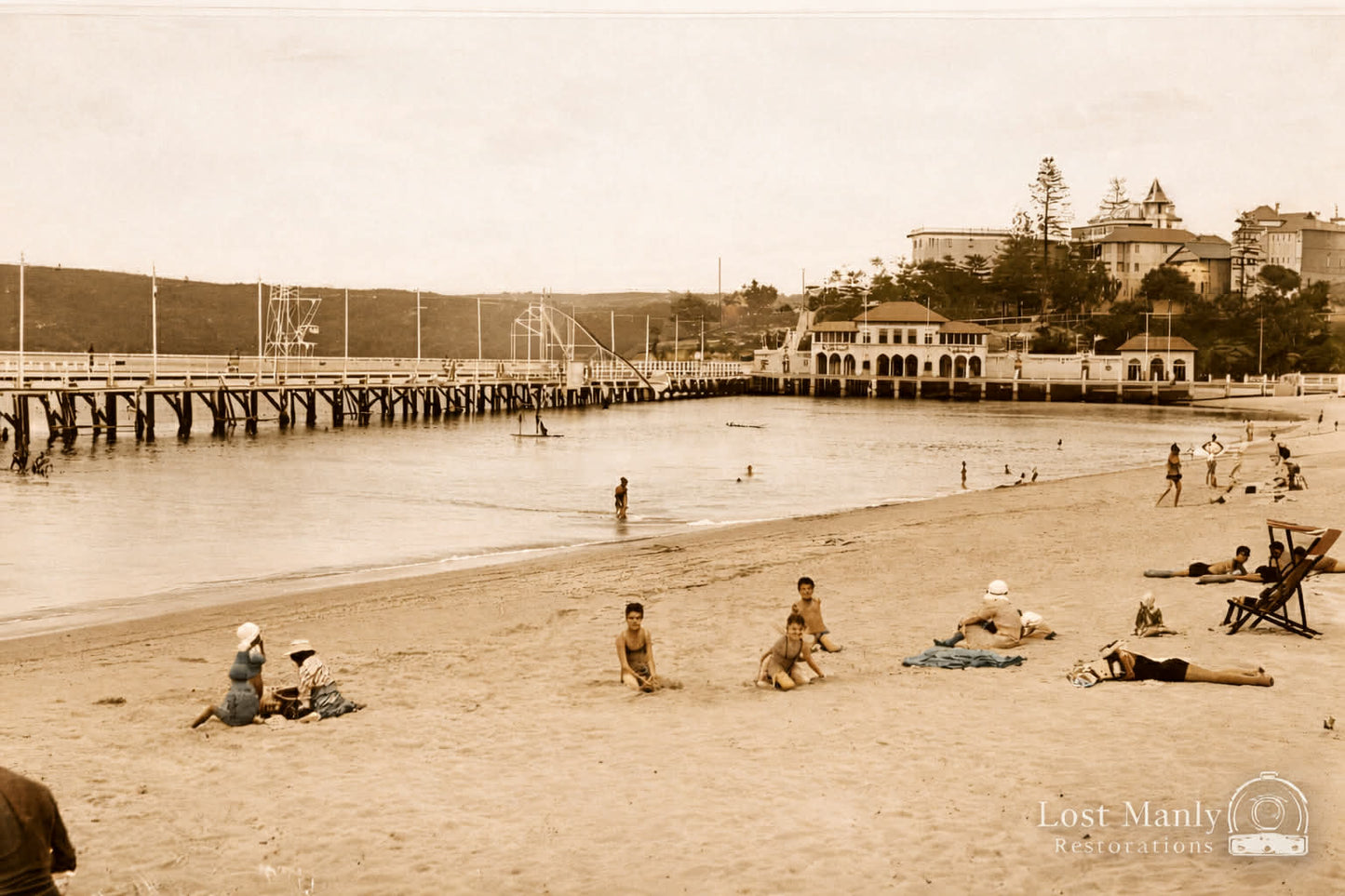 Manly Harbour Pool & Promenade — Restored 1930s Photograph - Lost Manly Shop