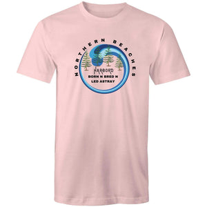Cotton T-Shirt by AS Colour Staple Northern Beaches Harbord Born n Bred n Led Astray logo front