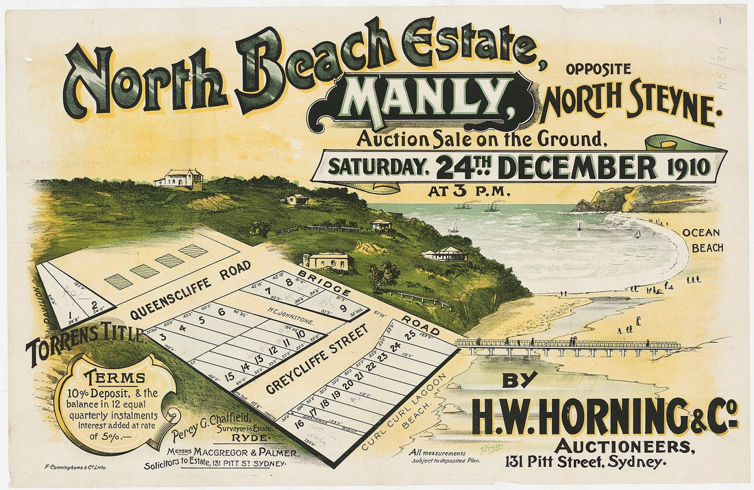 Manly Beach North Steyne Subdivision on Christmas Eve 1910 - Lost Manly Shop