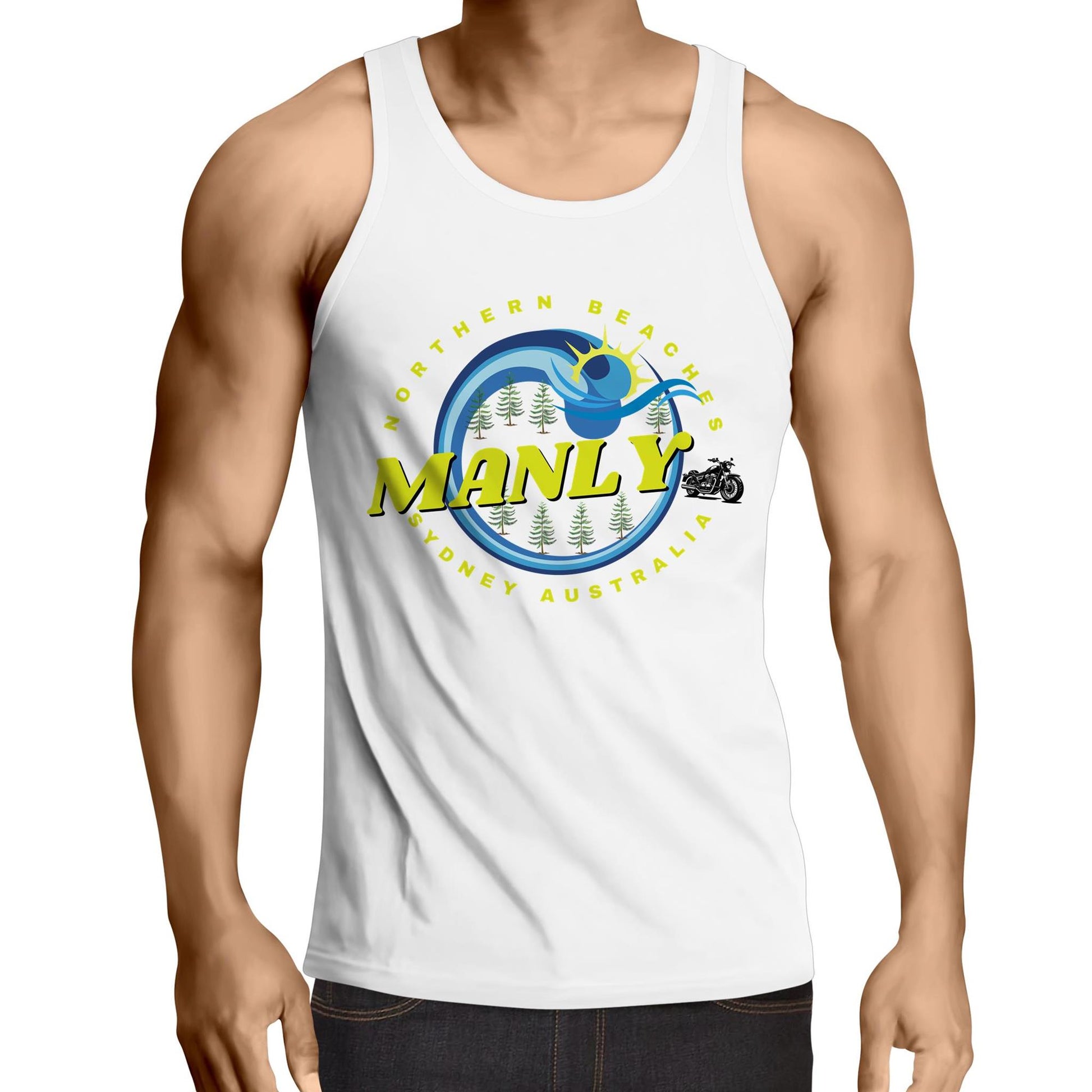 Lost Manly custom logo Manly edition AS Colour Lowdown - Mens Singlet Top - Lost Manly Shop