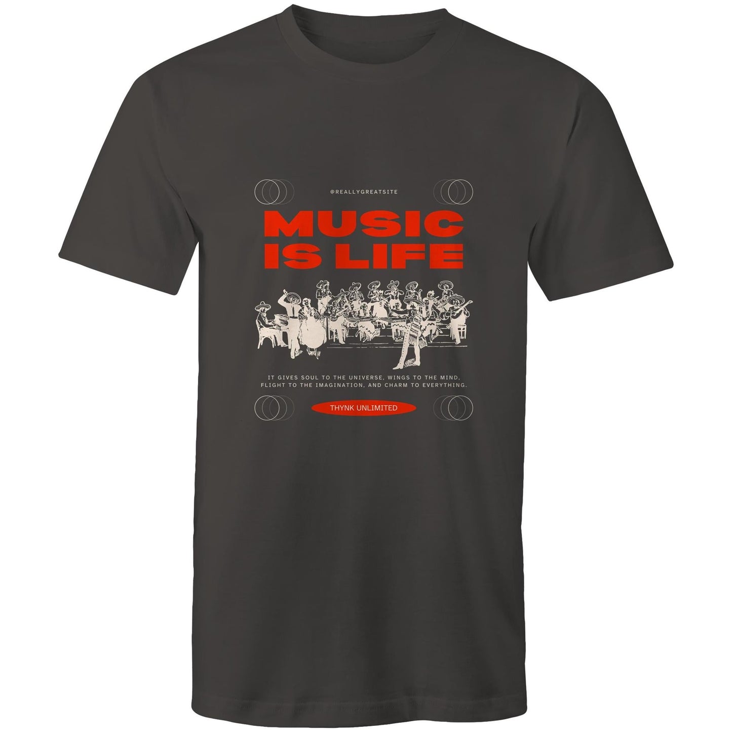 Mens T-Shirt Music is my life custom logo 