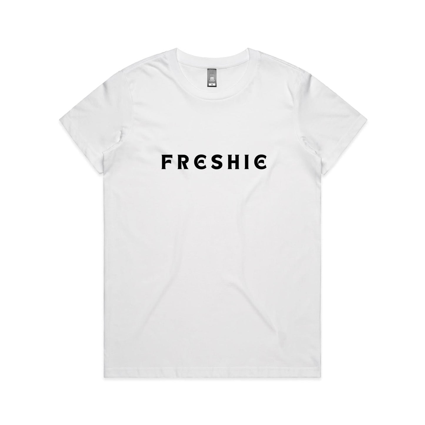 AS Colour Women's Maple Tee Freshie custom logo black font 