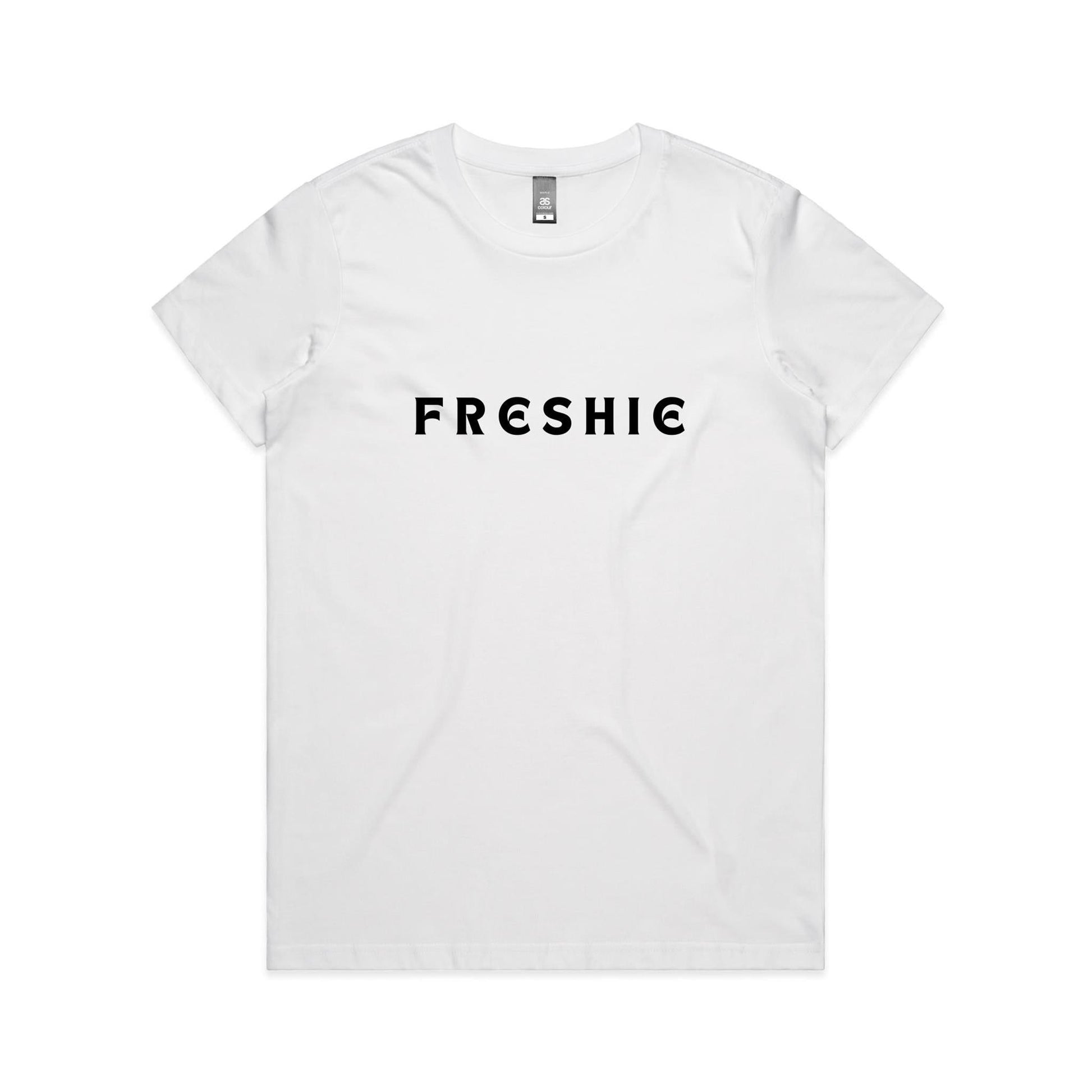 AS Colour Women's Maple Tee Freshie custom logo black font 
