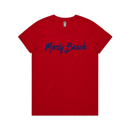 Lost Manly custom logo Manly Beach edition AS Colour Women's Maple Tee - Lost Manly Shop