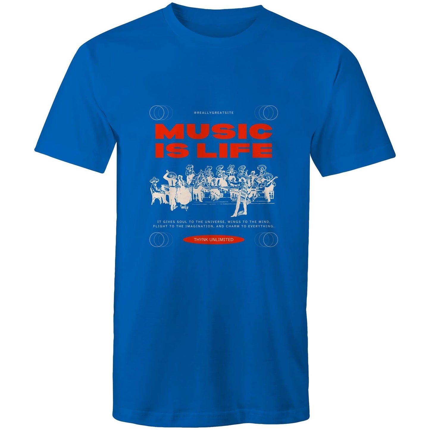 Mens T-Shirt Music is my life custom logo 