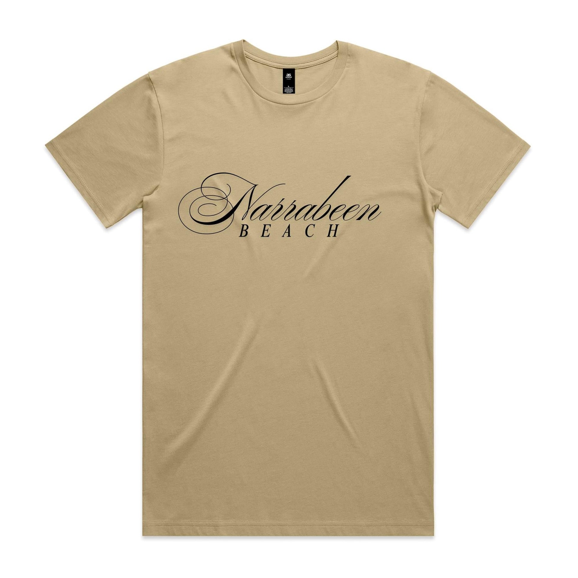 AS Colour Staple Tee Narrabeen Beach custom logo black font 