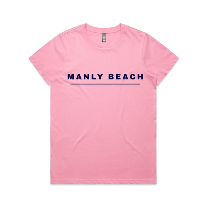 Lost Manly custom logo Manly Beach edition AS Colour Women's Maple Tee - Lost Manly Shop