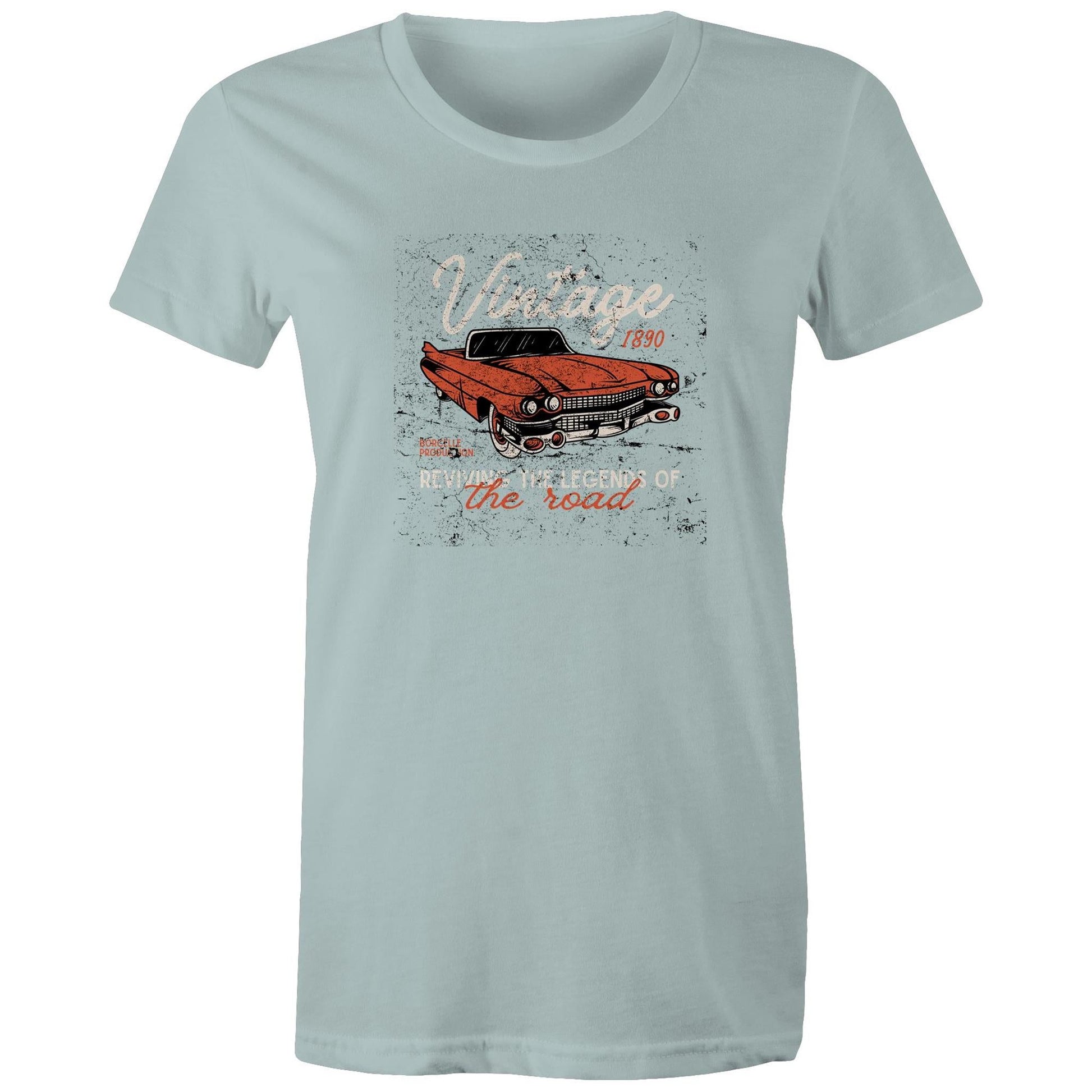 Women's Maple Tee Vintage Car Print 