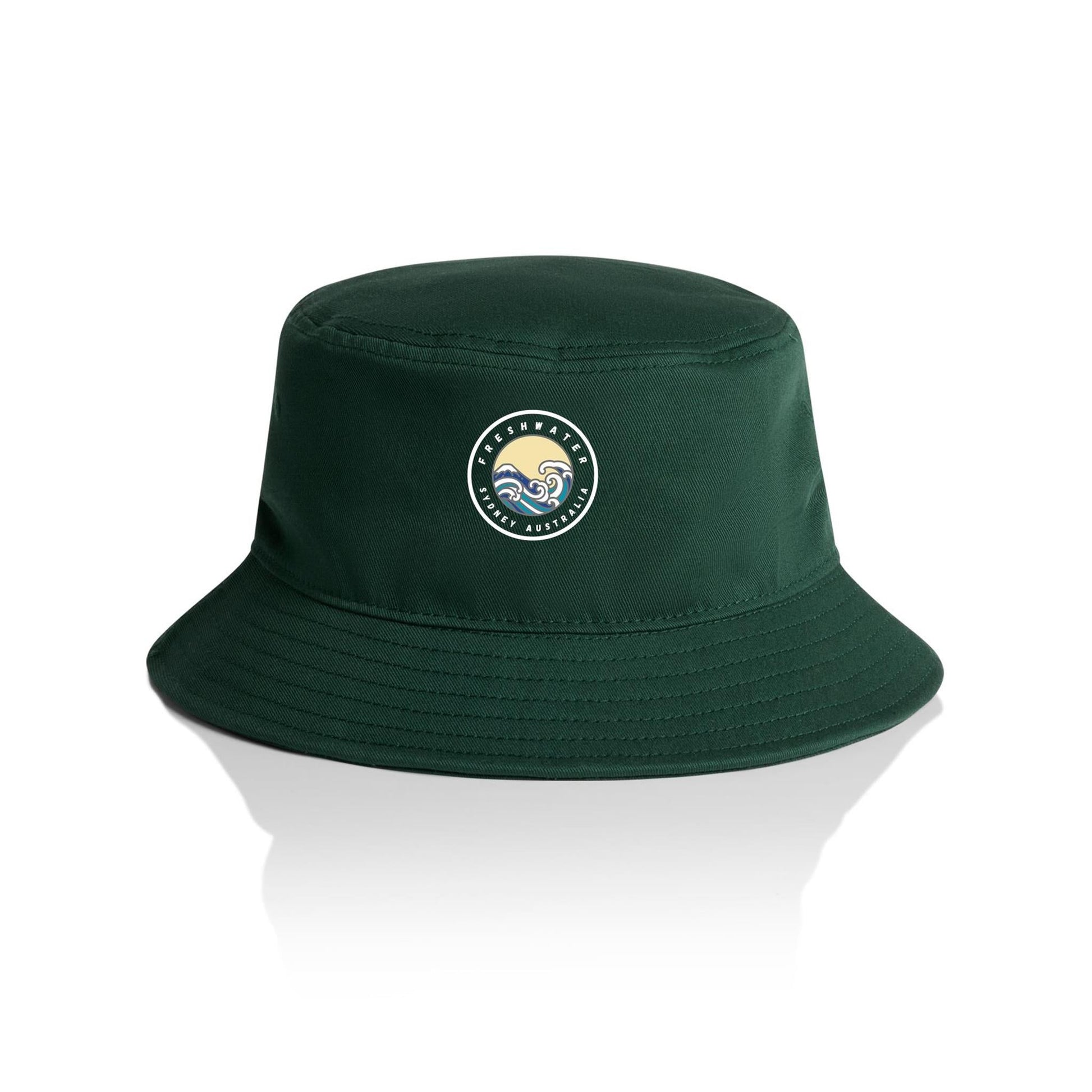 AS Colour Bucket Hat Freshwater Sydney Australia custom logo white font 