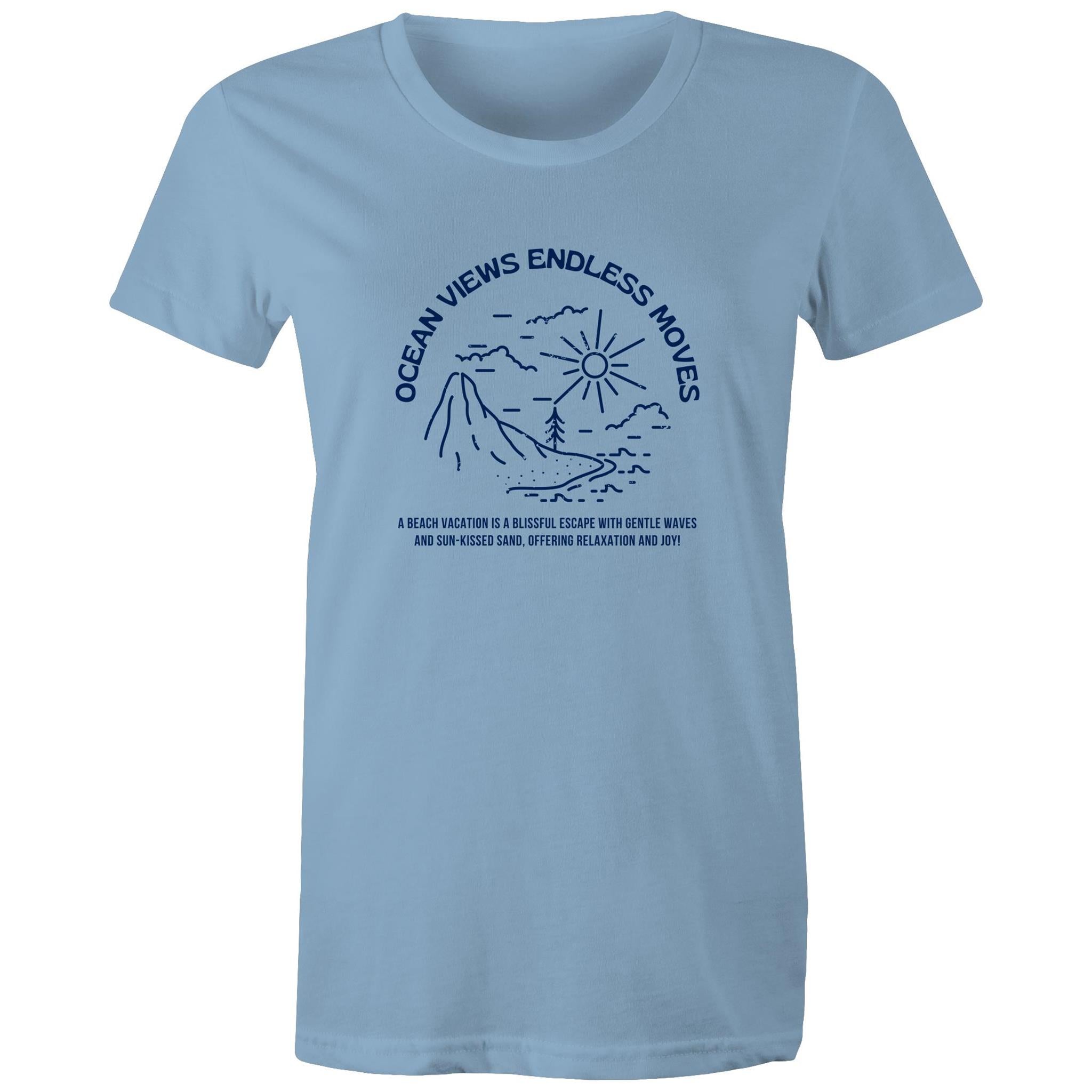 Women's Maple Tee Ocean Views Print 
