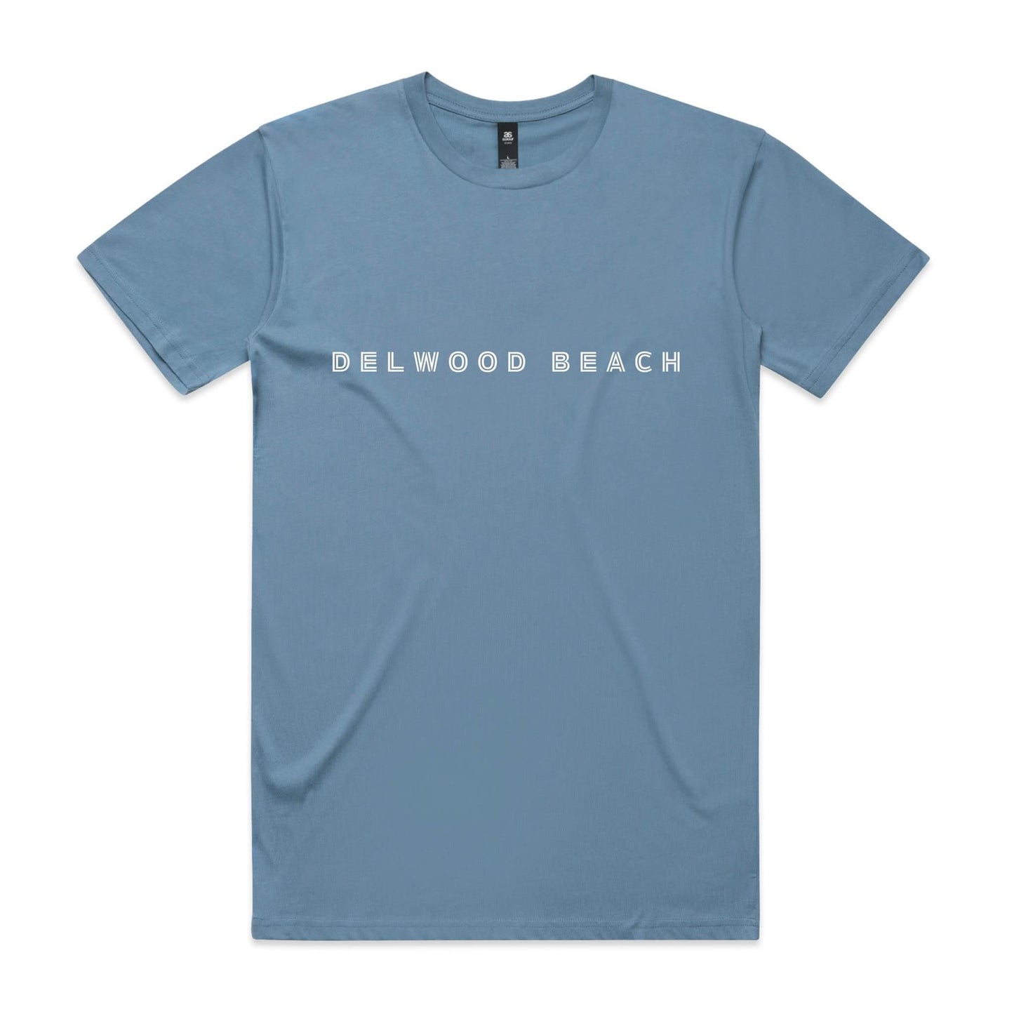 Delwood Beach custom logo Printed on AS Colour Staple Tee 