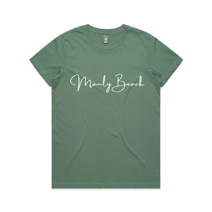 Lost Manly custom logo Manly Beach edition AS Colour Women's Maple Tee - Lost Manly Shop