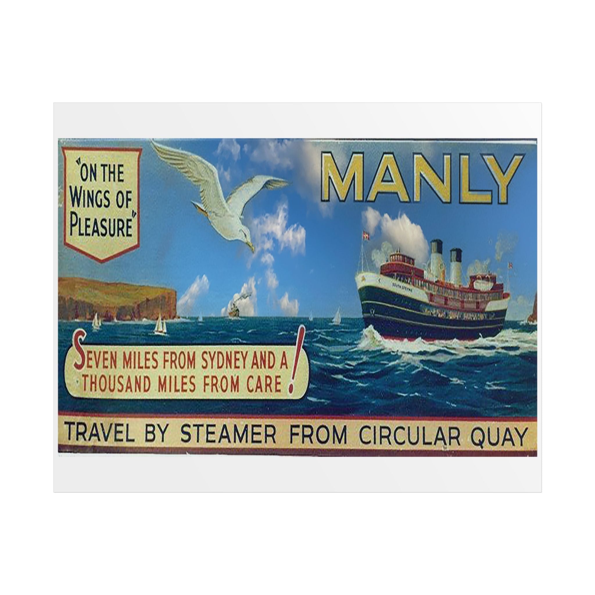 Manly Ferry Vintage Travel Poster Prints 1940s
