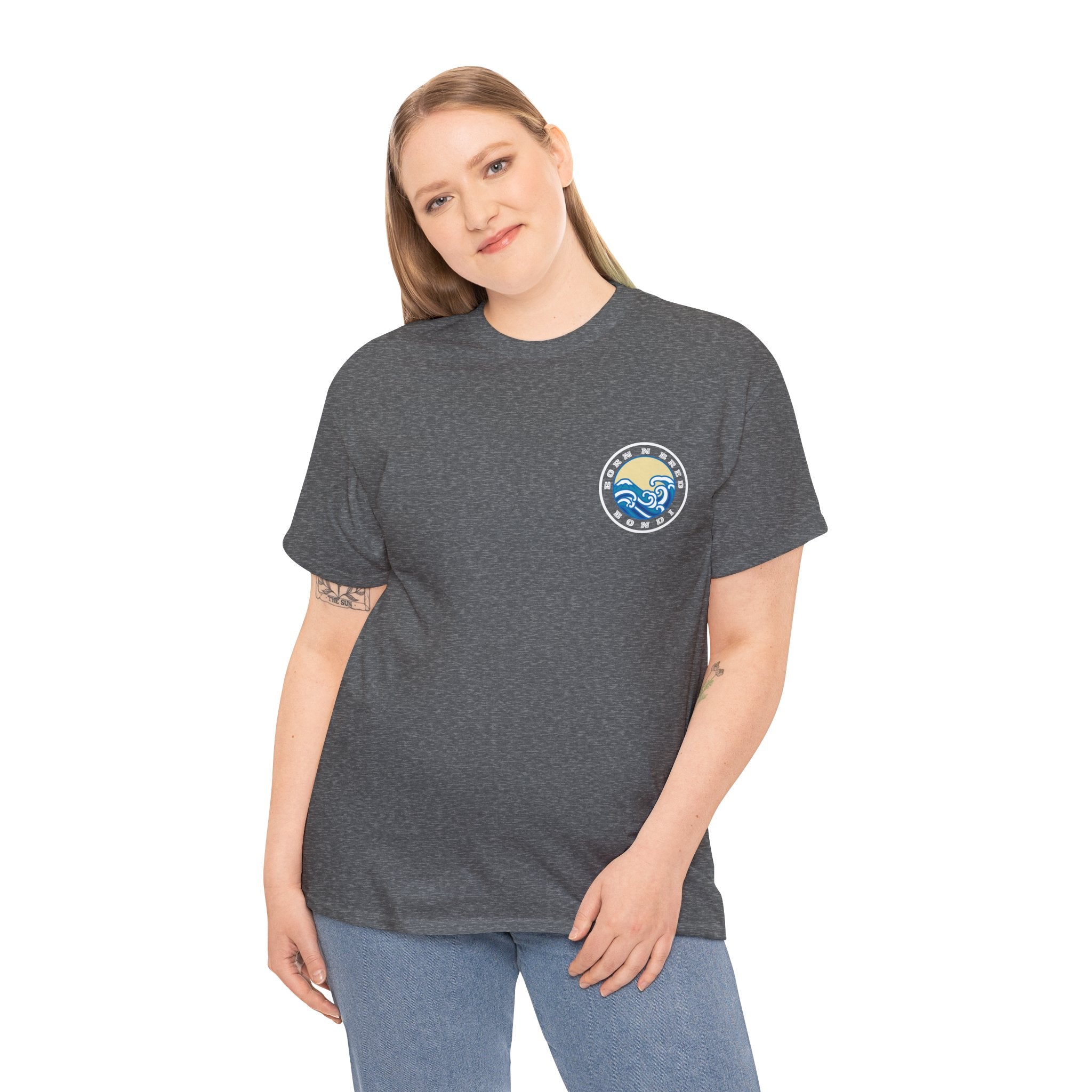 Heavy Cotton T-Shirt with free Canva custom designed logo front and back 