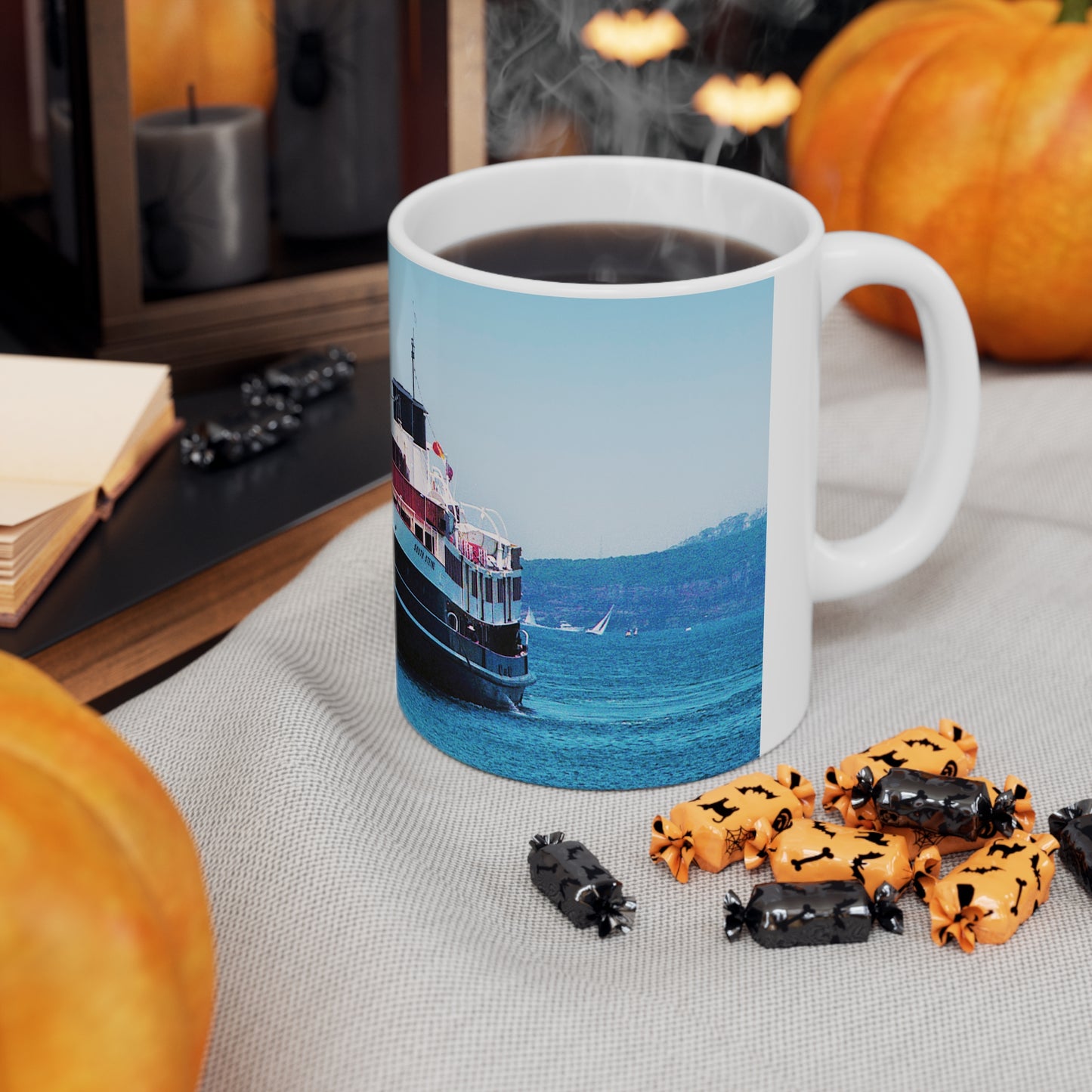 Coffee Mug - South Steyne Ferry Returning to Manly Wharf January 1991 Photo by Geoff Eastwood - Lost Manly Shop