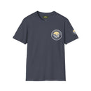 Collaroy custom logo front and sleeve. Lost Manly label. Unisex Soft style T-Shirt Printify