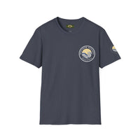 Collaroy custom logo front and sleeve. Lost Manly label. Unisex Soft style T-Shirt Printify