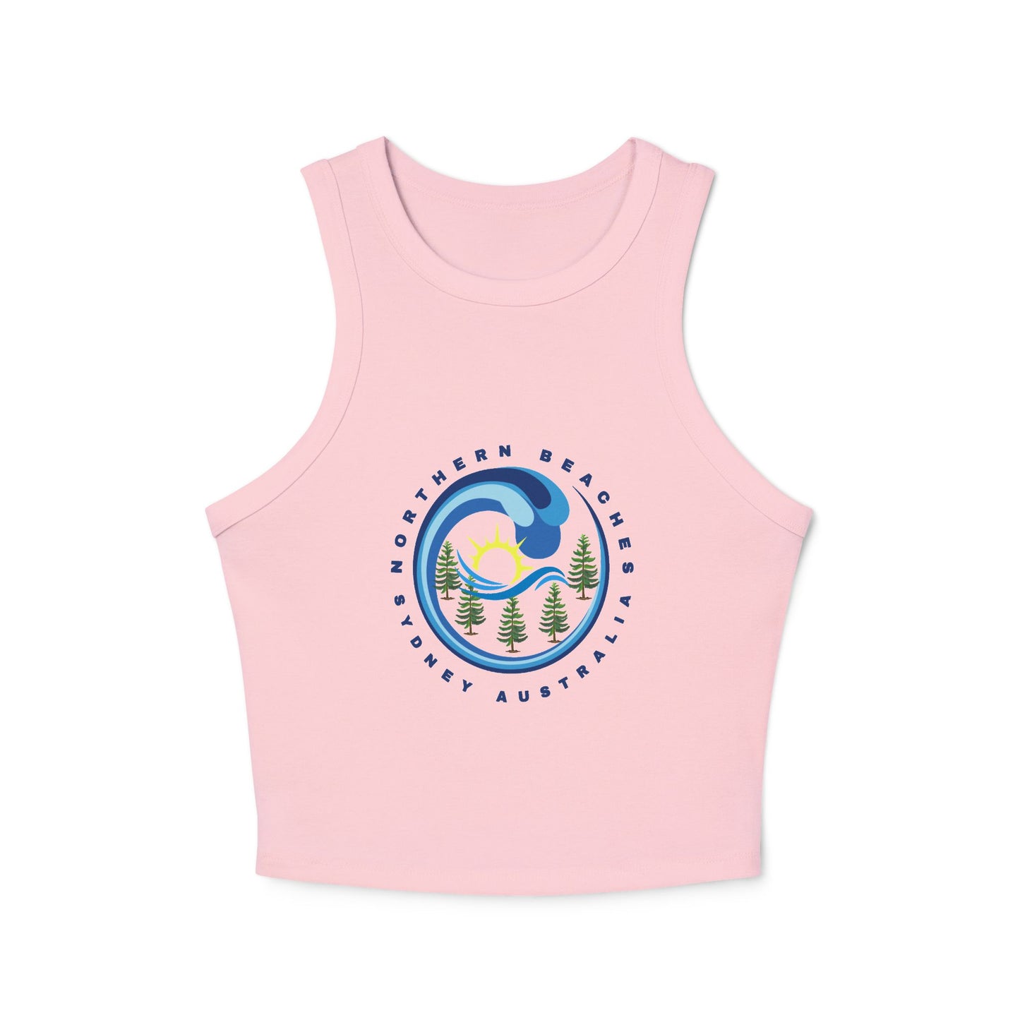Lost Manly custom logo edition Women's Racer Tank — Sunrise Mountain Wave Graphic - Lost Manly Shop