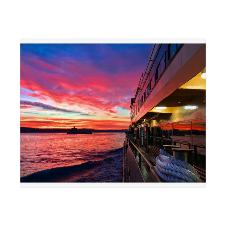 Sunset on the Manly Ferry Poster - For Australian Orders Nautical Wall Art, Coastal Decor, Beach House Print, Gift for Sailors, Age Spots Included 