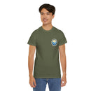 Heavy Cotton T-Shirt with free Canva custom designed logo front and back 