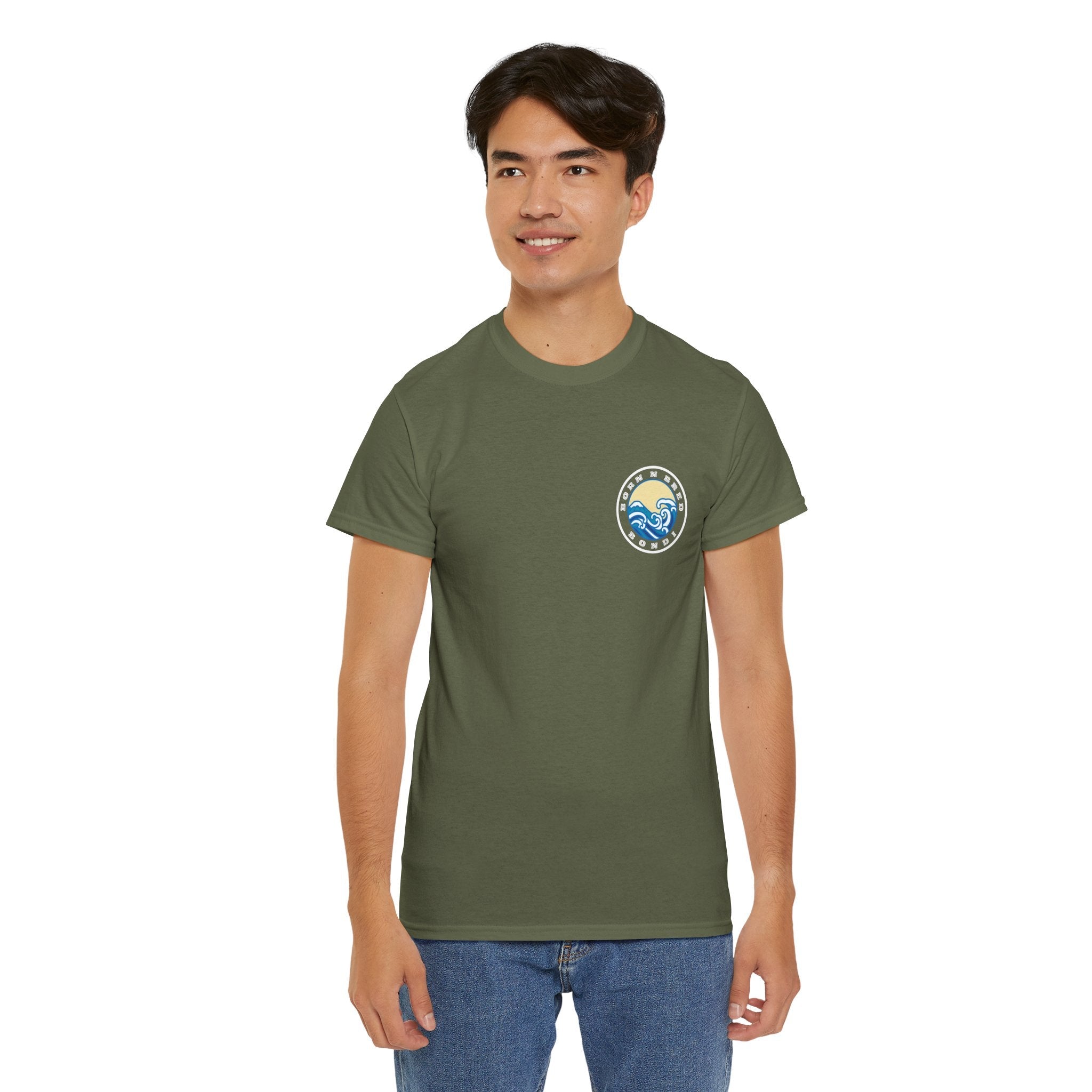 Heavy Cotton T-Shirt with free Canva custom designed logo front and back 