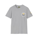 Collaroy custom logo front and sleeve. Lost Manly label. Unisex Soft style T-Shirt Printify