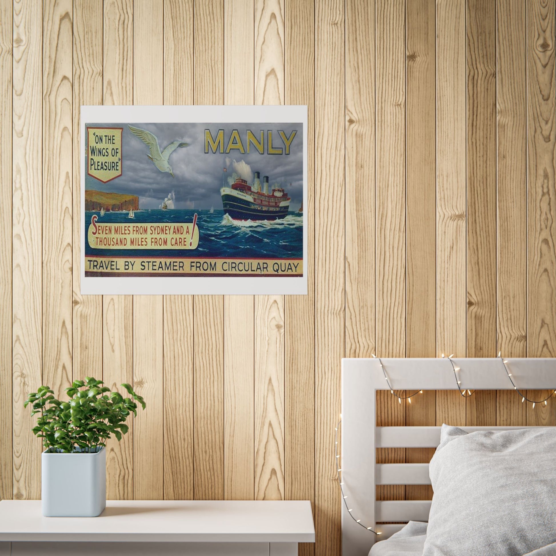 Manly  Vintage Travel Poster Print — Vintage Steamer “Seven Miles from Sydney” Unframed 