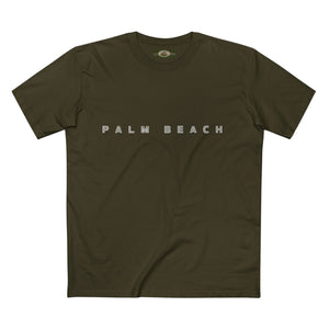 Palm Beach custom logo print Lost Manly label on Adult Staple Cotton T-Shirt Printify