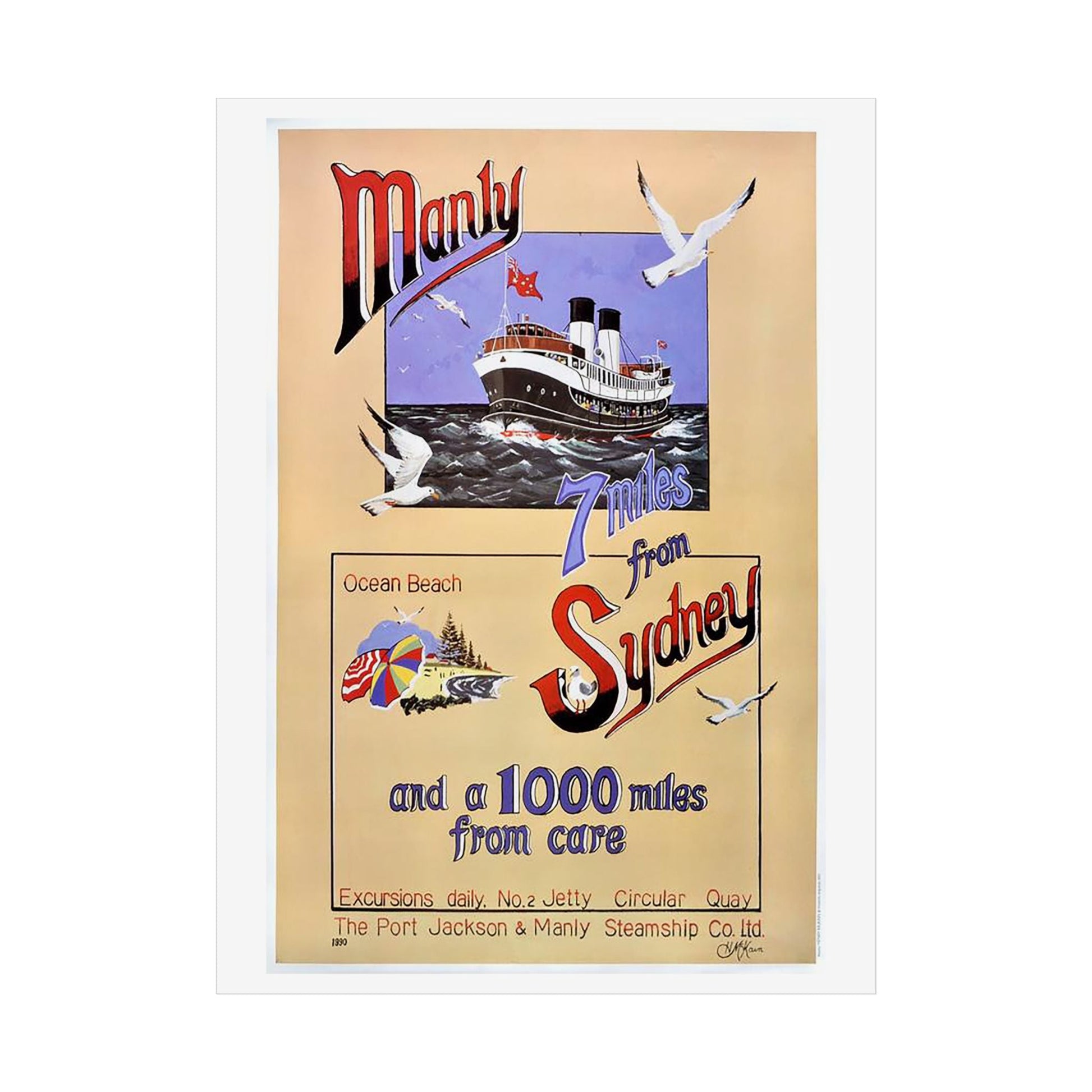 Vintage Travel Poster — “Seven Miles from Sydney” (Unframed) 