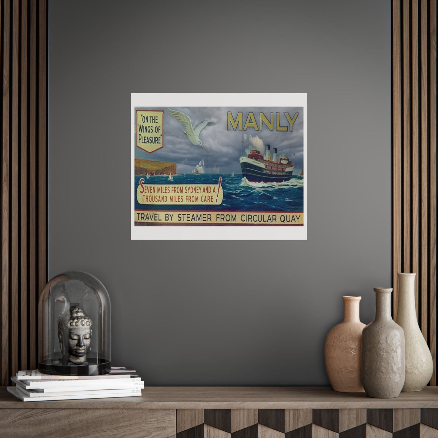 Manly  Vintage Travel Poster Print — Vintage Steamer “Seven Miles from Sydney” Unframed 