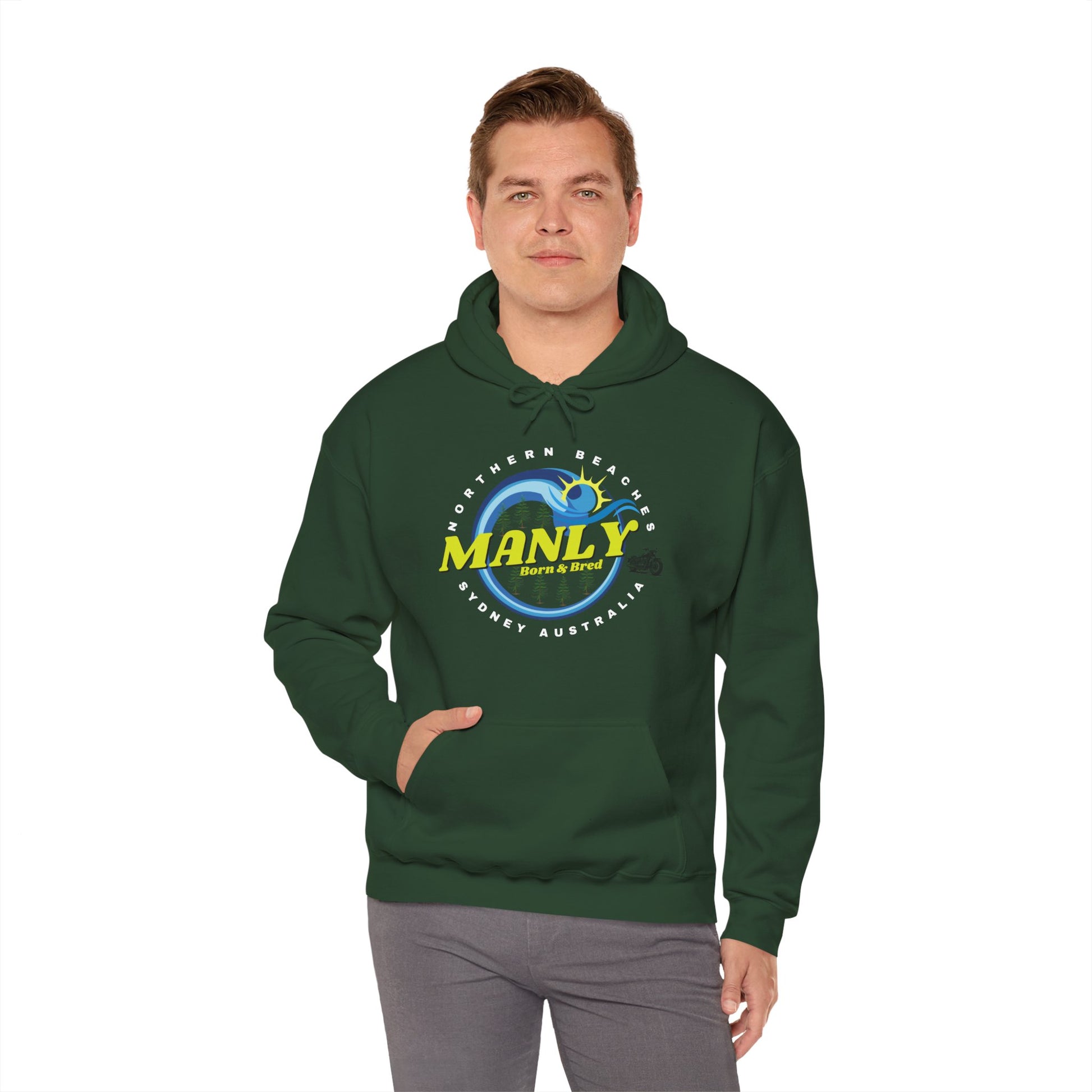 Lost Manly custom logo Manly Beach Surf Hoodie – Sydney Australia Vintage Surf Crest Hoodie - Lost Manly Shop